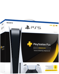 PS5® - Disc Edition mit 24 M PS-Plus-Premium Weiss Frontansicht 1