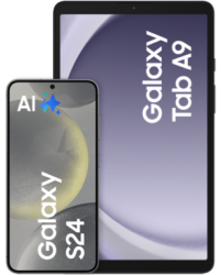 Galaxy S24 mit Galaxy Tab A9 (WiFi) Onyx Black Frontansicht 1