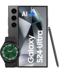 Galaxy S24 Ultra mit Galaxy Watch6 Classic 47mm Titanium Black Frontansicht 1